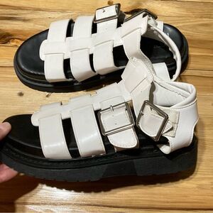 No Boundaries Y2K White Black Fisherman Sandals